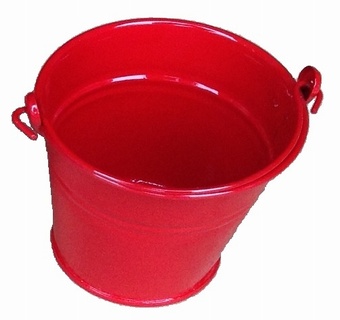 Small Red Metal Bucket Christmas Collection